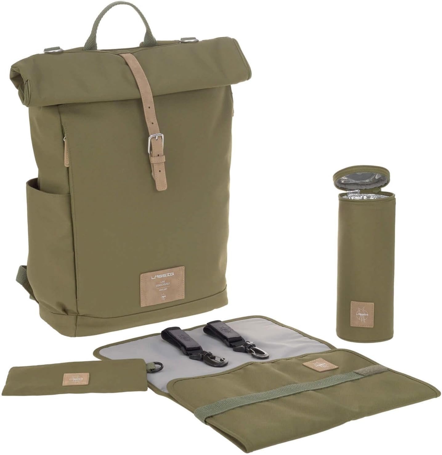 Luierrugzak Rolltop Curry - Gerecycled Polyester - 17,5-21,8L - 34% Korting