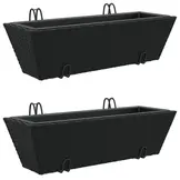 vidaXL Plantenbakken 2 st met haken poly rattan zwart