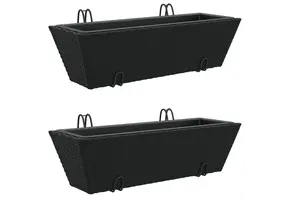 VidaXL Plantenbakken 2 st met haken, Poly Rattan Zwart - 36% Korting