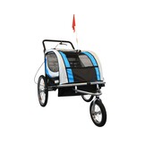 Fietskar voor kinderen - Blauw - 2-zits - met schokbreker & buggy functie - 35% korting