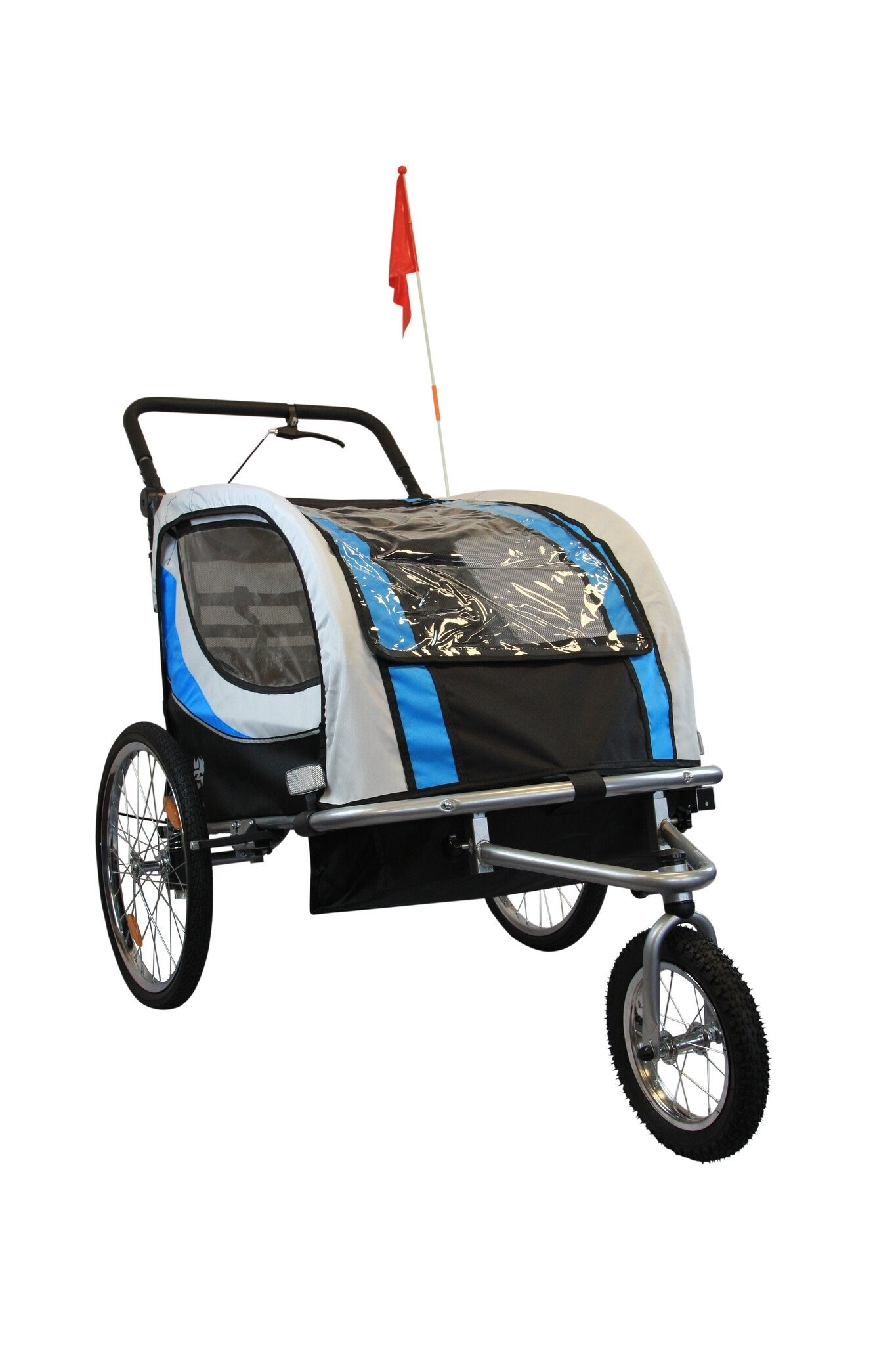 Fietskar voor kinderen - Blauw - 2-zits - met schokbreker & buggy functie - 35% korting