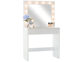 Kaptafel met Spiegel en LED-verlichting - Wit - 40% Korting