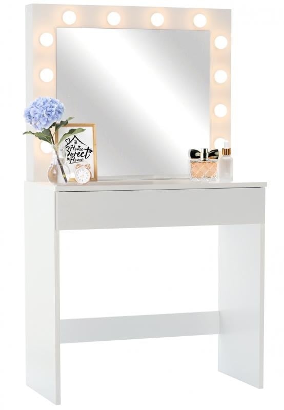 Kaptafel met Spiegel en LED-verlichting - Wit - 40% Korting