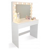 Kaptafel met Spiegel en LED-verlichting - Wit - 40% Korting