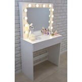Kaptafel met Spiegel en LED-verlichting - Wit - 40% Korting