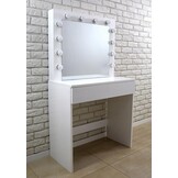 Kaptafel met Spiegel en LED-verlichting - Wit - 40% Korting