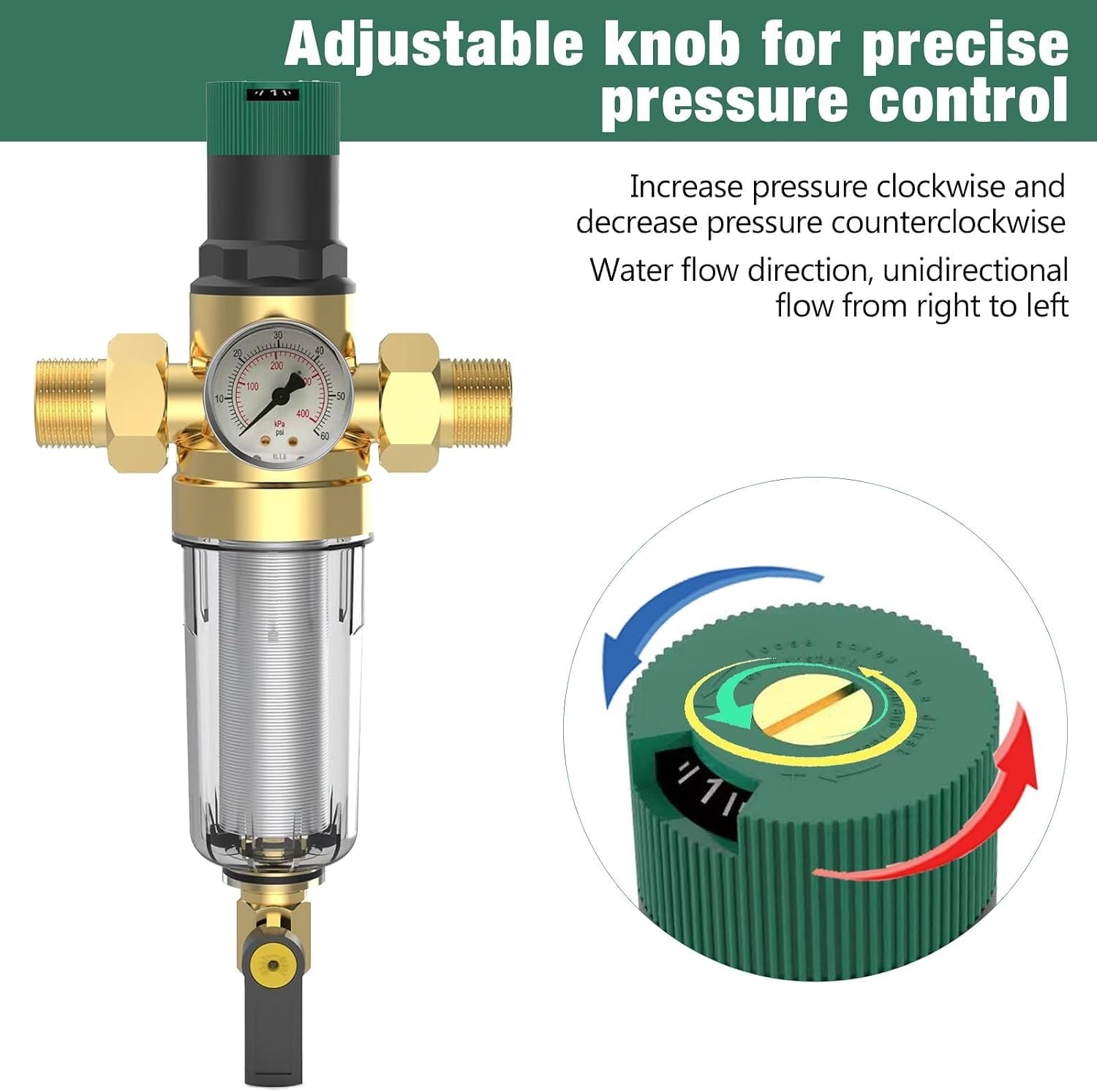 Messing Waterdrukregelaar 3/4" met Manometer & Filter - 33% Korting