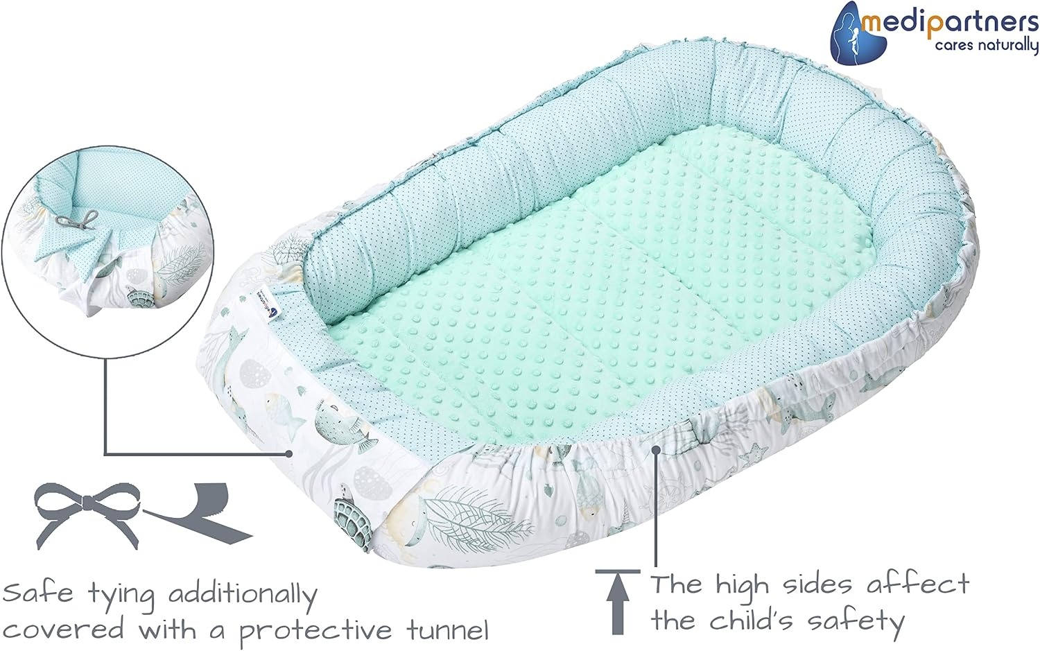 Medi Partners Babynest Set 5-delig Oceaan met munt Minky - 34% Korting