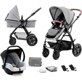 KinderKraft Moov 3-in-1 Reiswieg & Kinderwagen (Grijs) - 35% Korting!