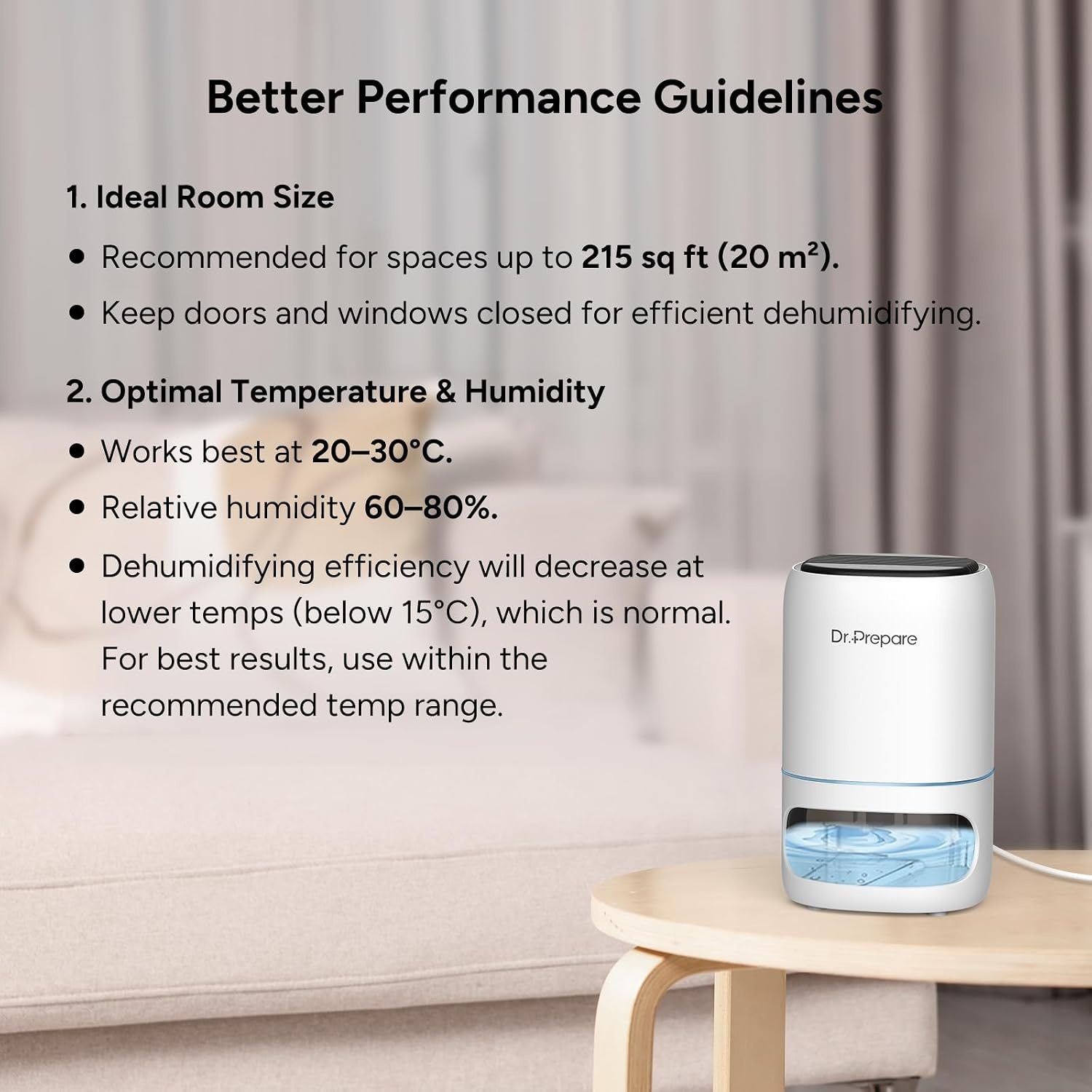 DR.PREPARE Luchtontvochtiger 1L - 33% Korting, Verkoelt tot 30m²