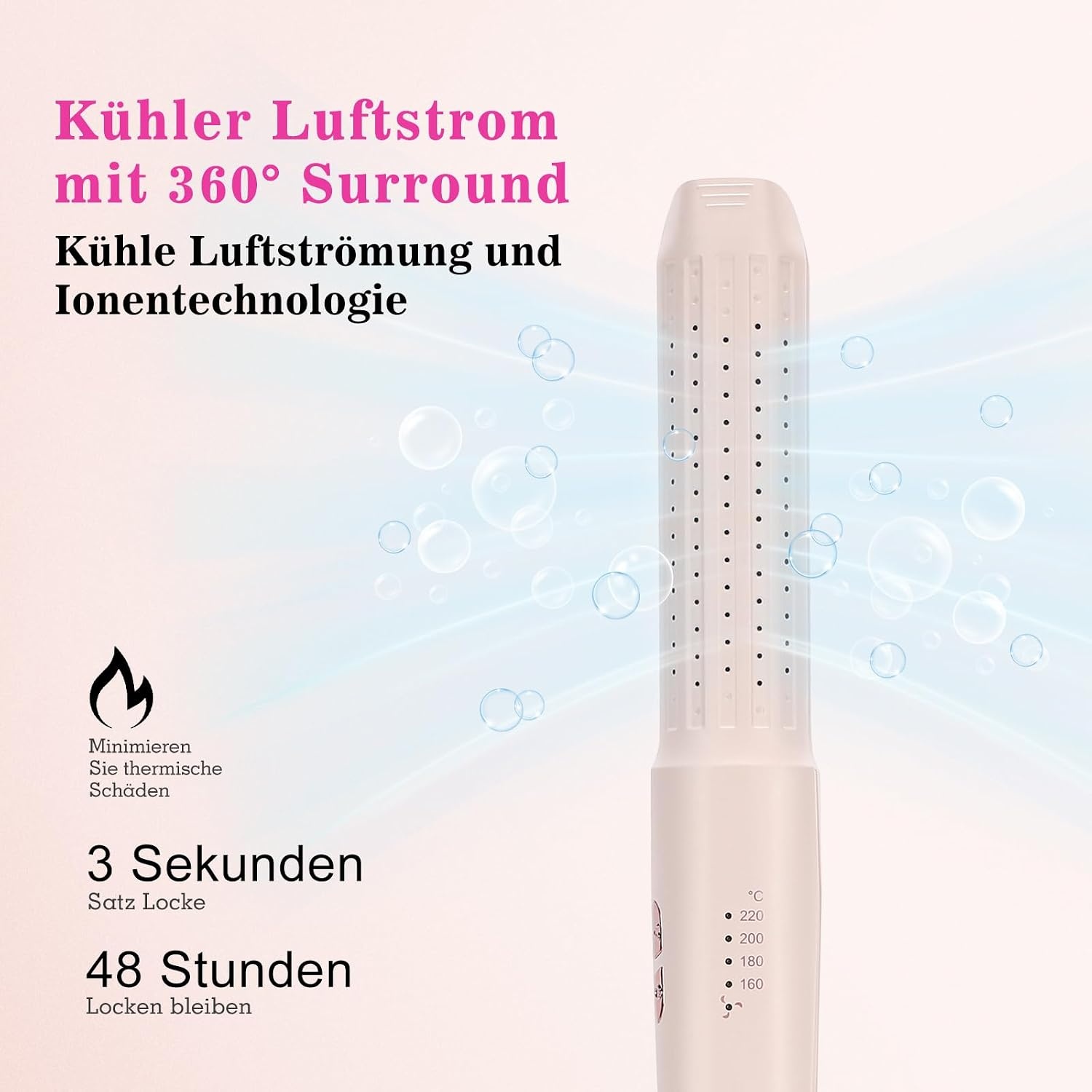 Roze 2-in-1 Krultang & Stijltang met Koude Lucht - 34% Korting