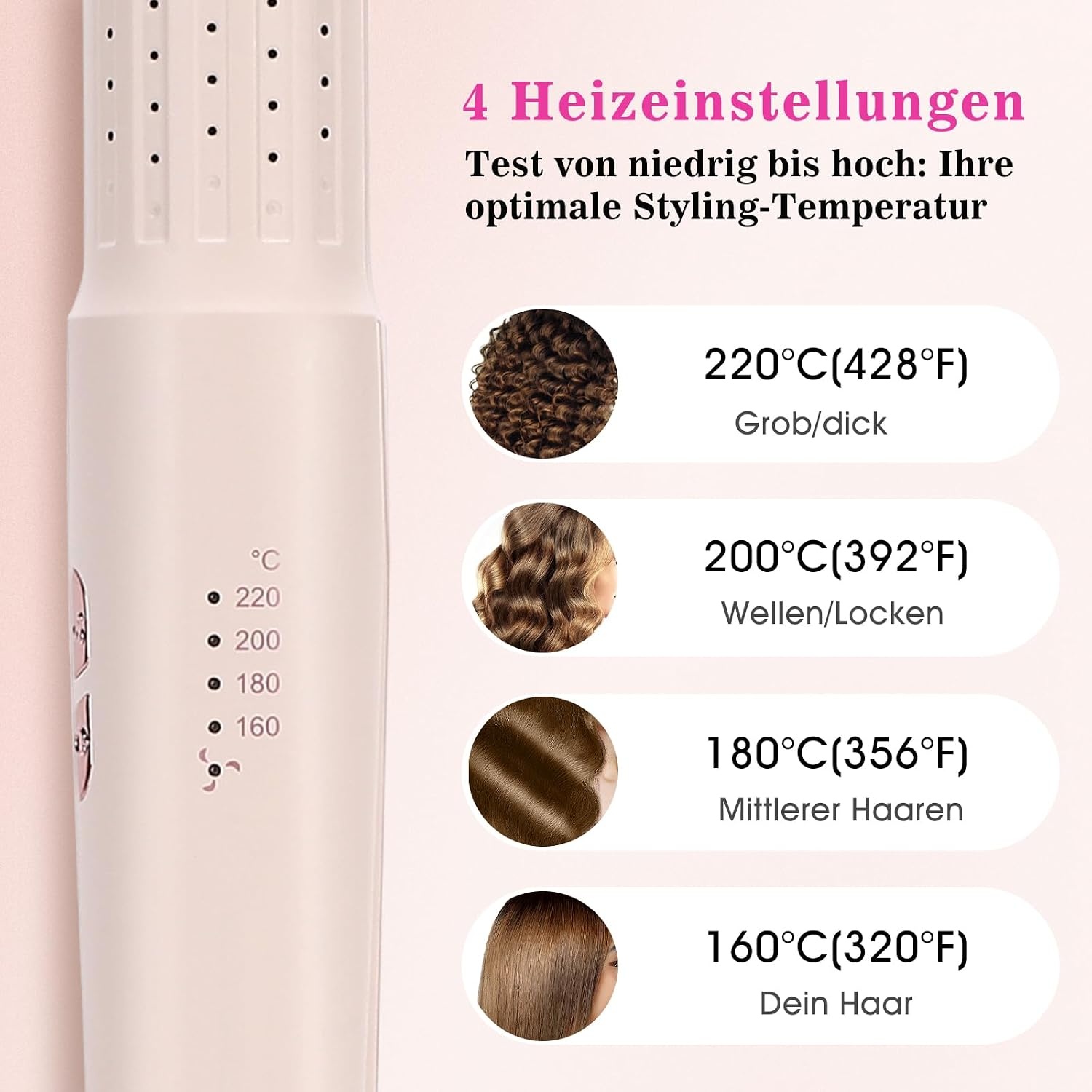 Roze 2-in-1 Krultang & Stijltang met Koude Lucht - 34% Korting