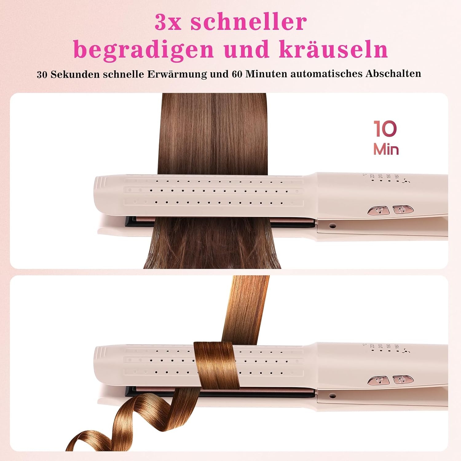 Roze 2-in-1 Krultang & Stijltang met Koude Lucht - 34% Korting