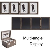 Houten Fotolijst 5x7 inch drievoudig, scharnierend, inklapbaar, MDF, met glazen front, voor op tafel
