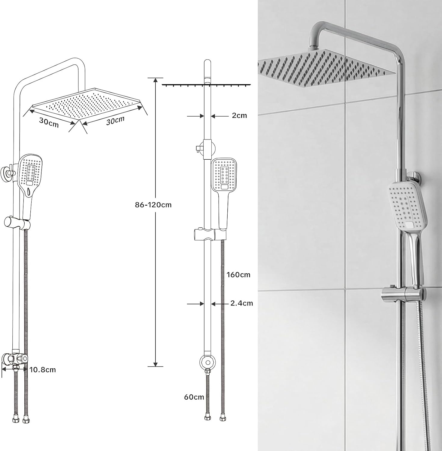 OFFO Regen Douche 30x30cm Chroom - 34% Korting!