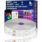 LED Strip 20m RGB+IC Buiten IP68 Waterdicht met App & RF Afstandsbediening - 33% Korting