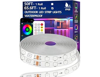 LED Strip 20m RGB+IC Buiten IP68 Waterdicht met App & RF Afstandsbediening - 33% Korting
