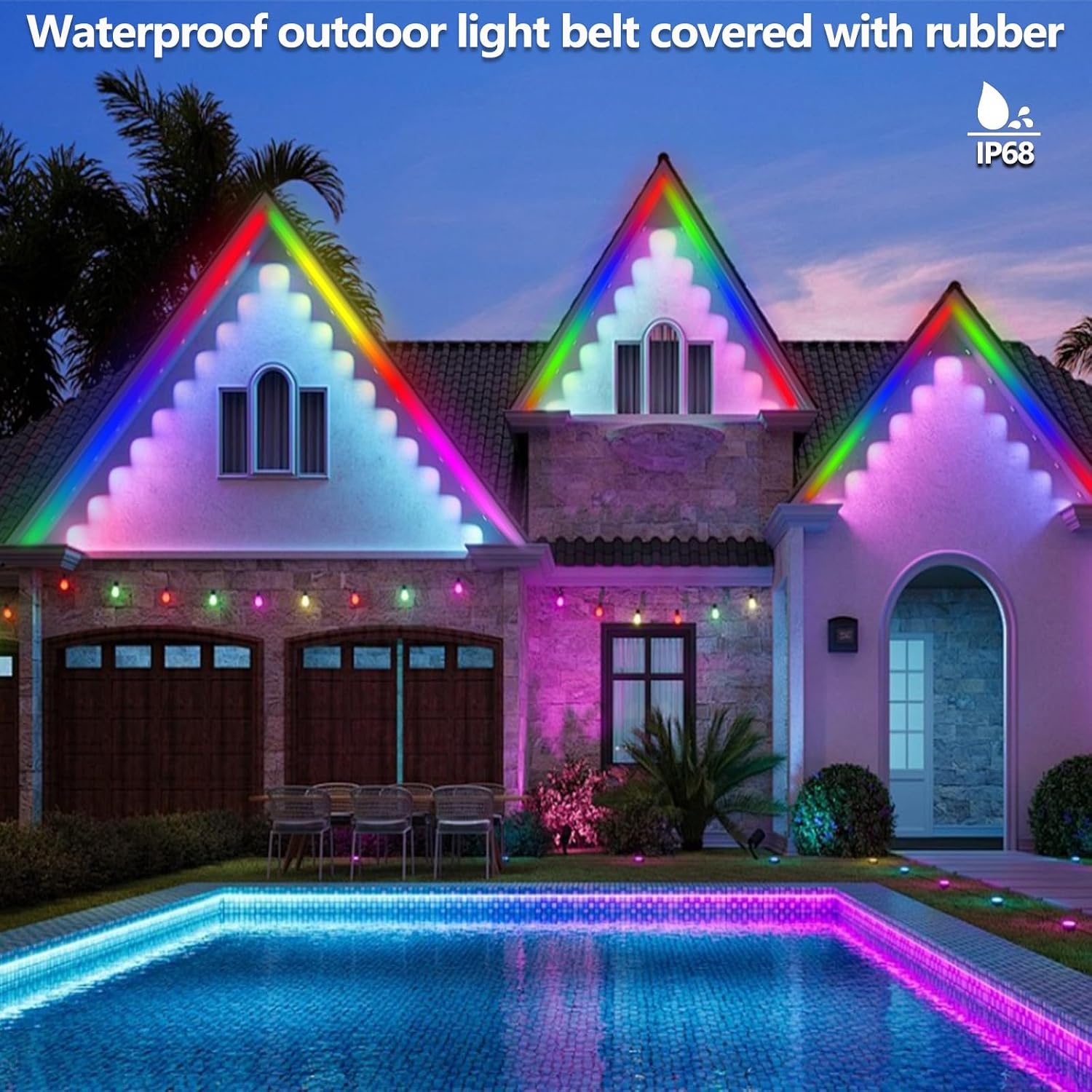 LED Strip 20m RGB+IC Buiten IP68 Waterdicht met App & RF Afstandsbediening - 33% Korting