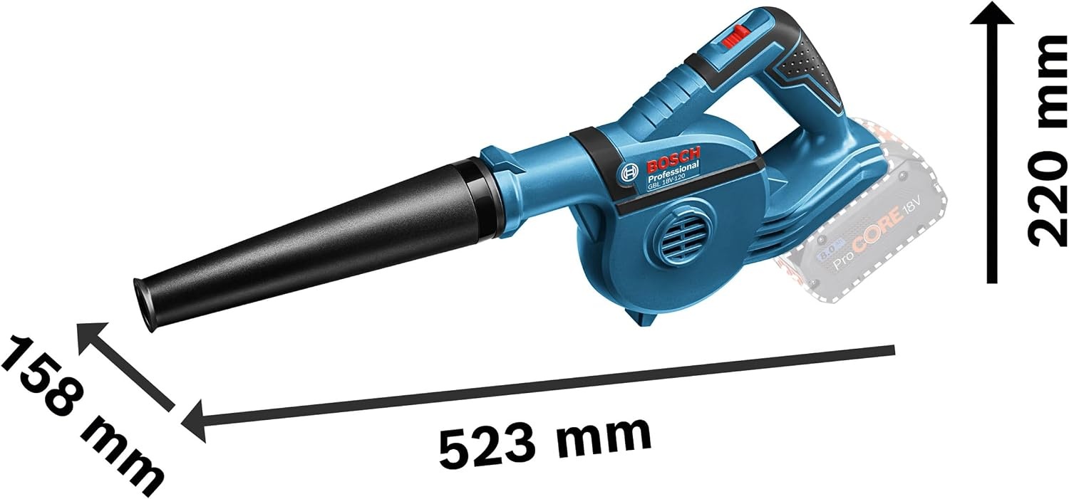 Accu Bladblazer Bosch 18V GBL 18V-120: 270 km/u, Blauw, 34% Korting