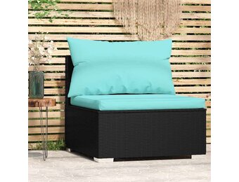 VidaXL Tuinmiddenbank met Kussens Poly Rattan Zwart - 34% Korting