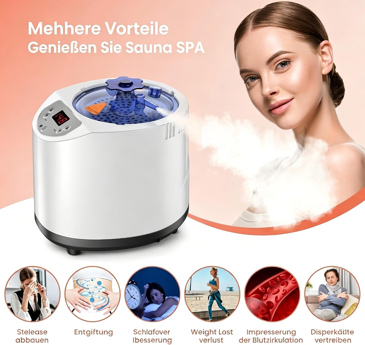 Draagbare Stoomsauna voor Thuis - 1200W, 3L, 15 standen, Timer, Afstandsbediening - 53% Korting