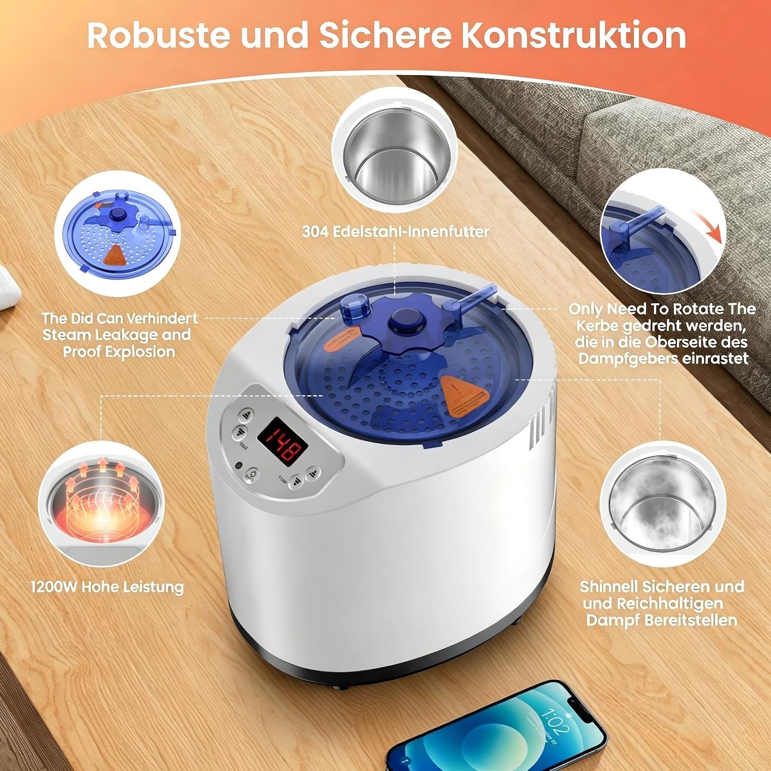 Draagbare Stoomsauna voor Thuis - 1200W, 3L, 15 standen, Timer, Afstandsbediening - 53% Korting
