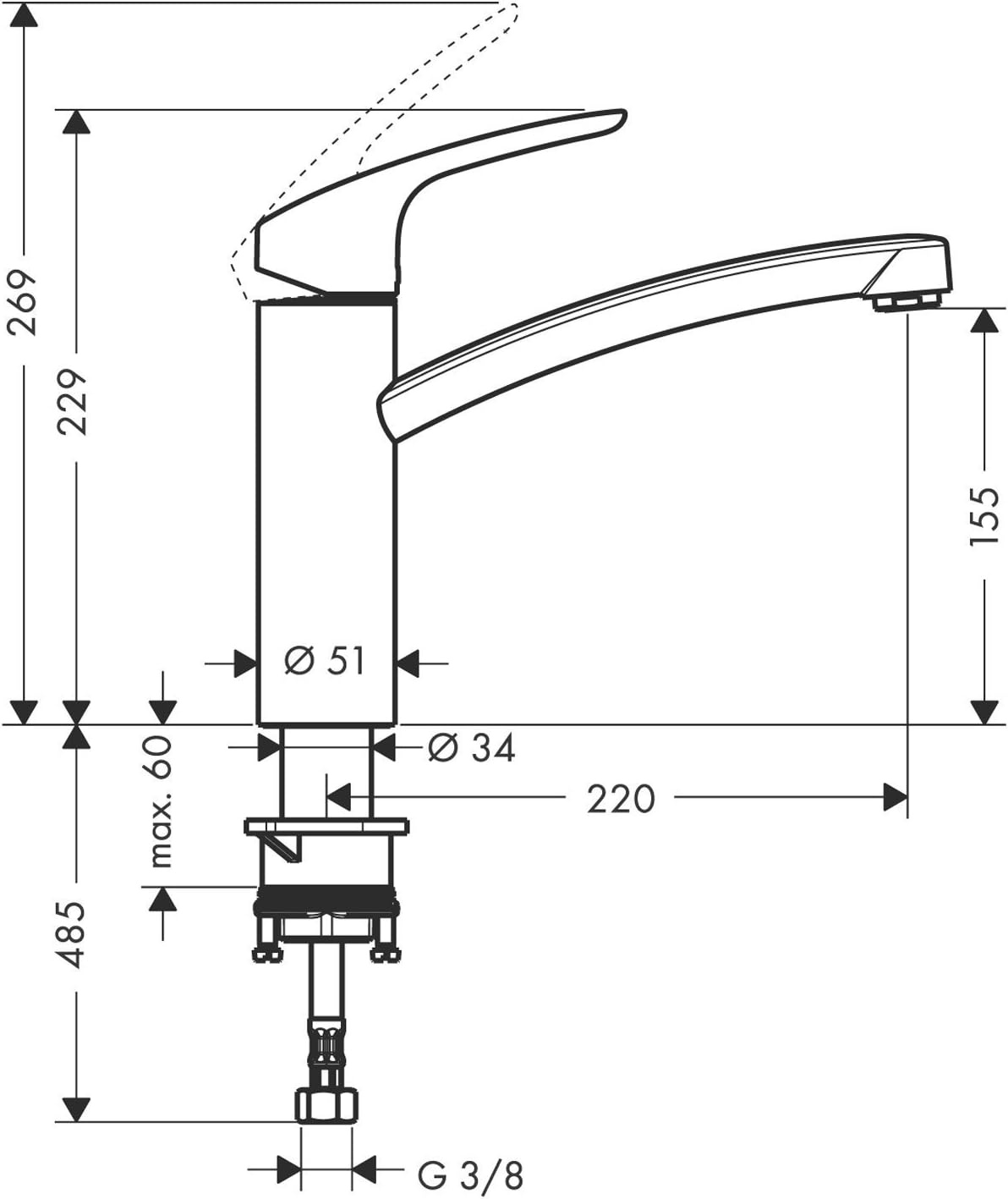 Keukenmengkraan Chroom - Draaibaar & 160mm Uitloop (34% Korting)
