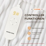 Elektrische Deken 130x180 cm Wit Gestreept - 9 Warmtestanden & Timer - 33% Korting