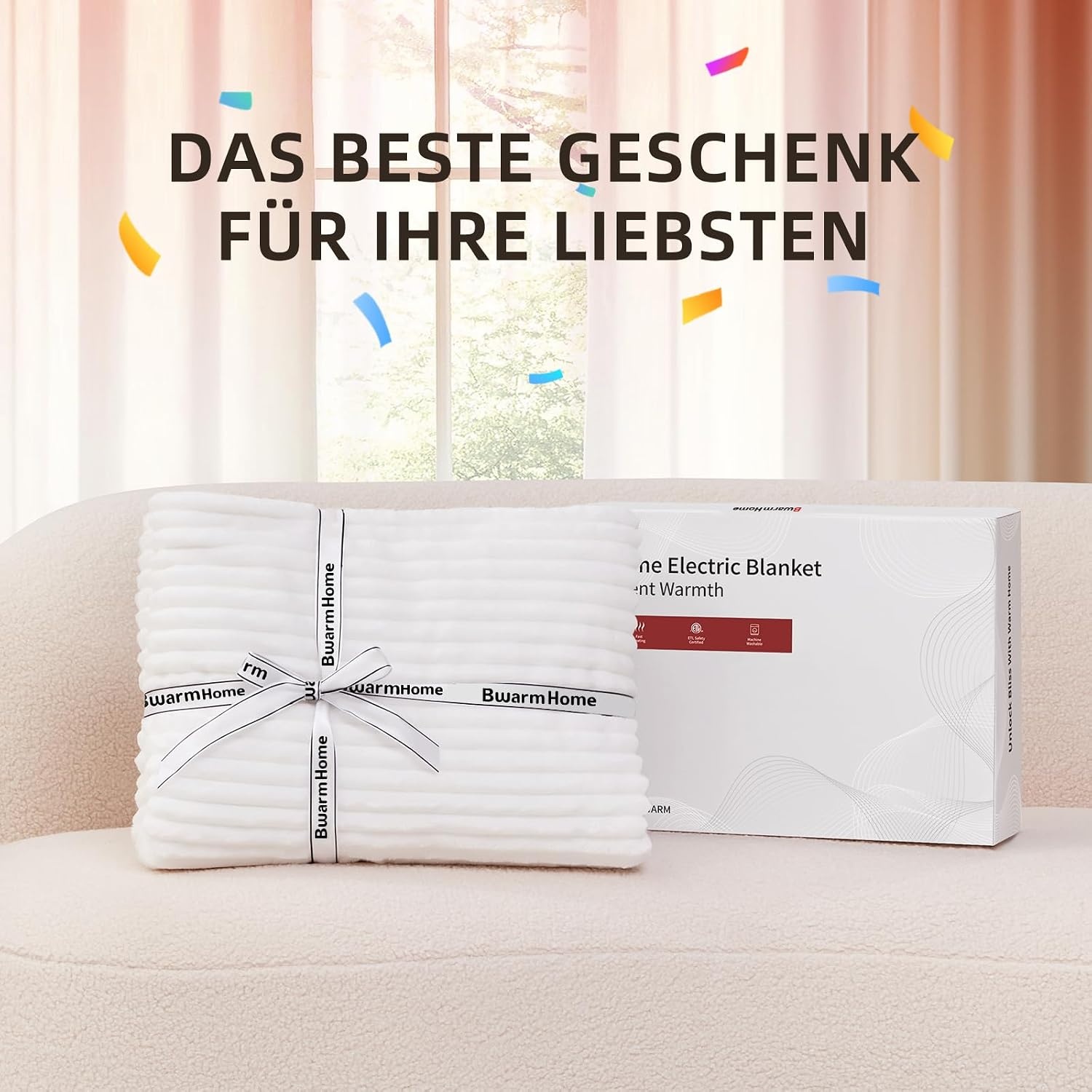 Elektrische Deken 130x180 cm Wit Gestreept - 9 Warmtestanden & Timer - 33% Korting