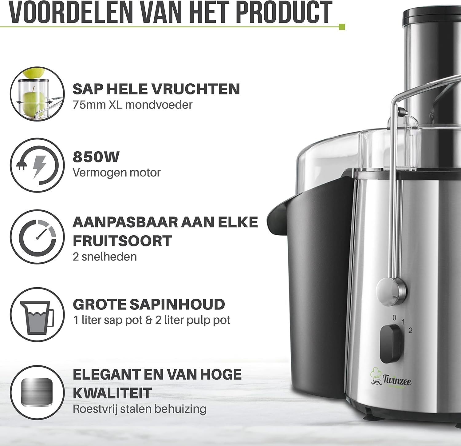 Elektrische Sapcentrifuge 850W met 2 Snelheden - 34% Korting