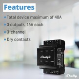3-Kanaals Slim Relais voor Alexa/Google Home, 48A DIN-Rail, WLAN/LAN/Bluetooth (34% Korting)