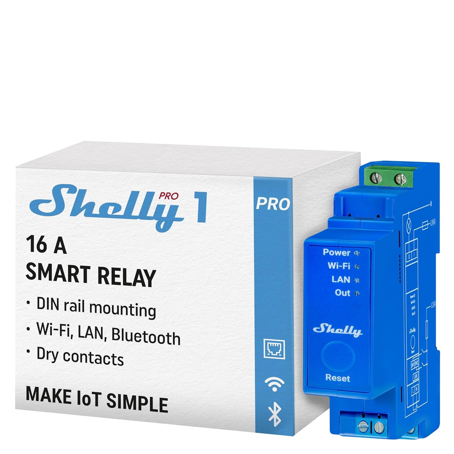3-Kanaals Slim Relais voor Alexa/Google Home, 48A DIN-Rail, WLAN/LAN/Bluetooth (34% Korting)