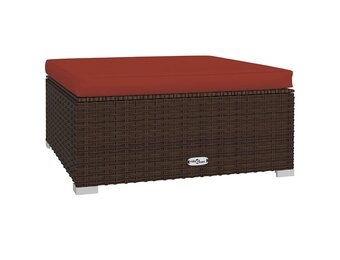 VidaXL Voetenbank met Kussen 70x70x30 cm Poly Rattan Bruin - 33% Korting