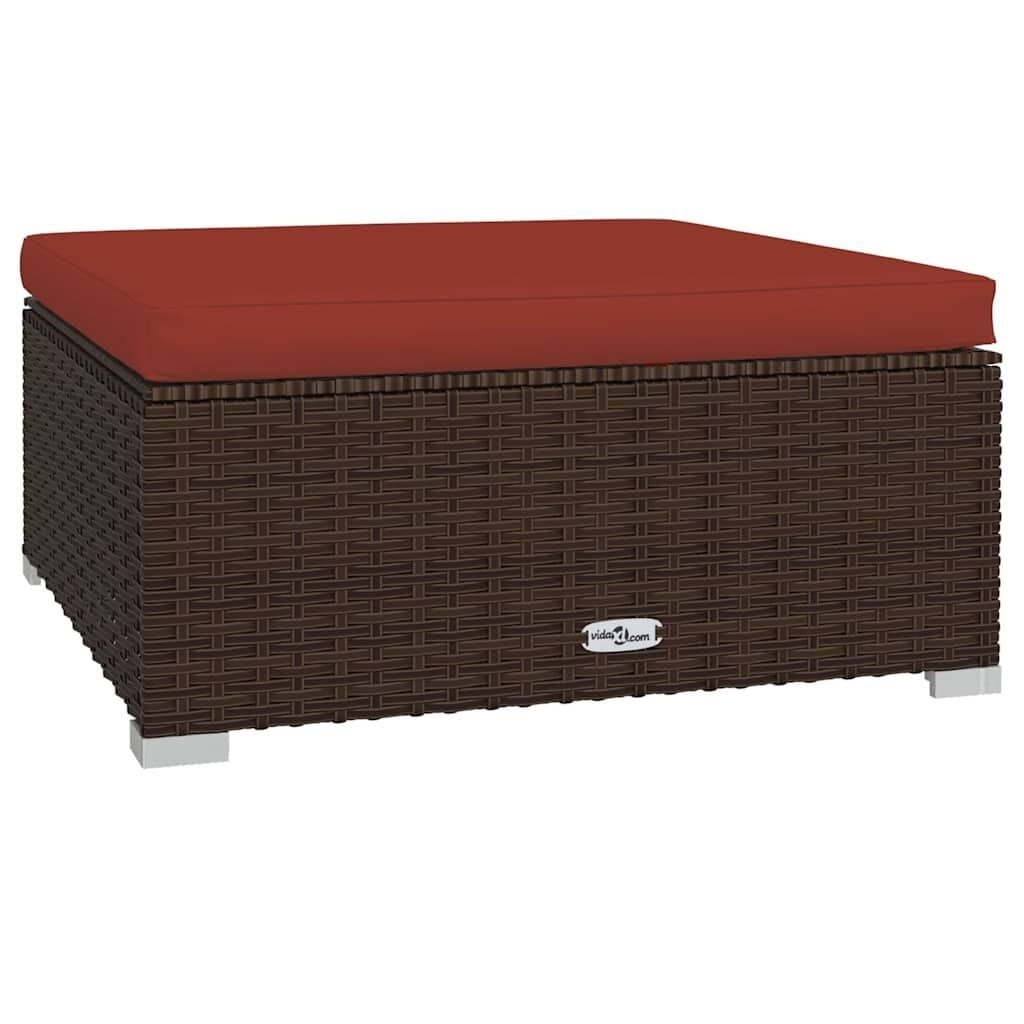 VidaXL Voetenbank met Kussen 70x70x30 cm Poly Rattan Bruin - 33% Korting
