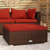 VidaXL Voetenbank met Kussen 70x70x30 cm Poly Rattan Bruin - 33% Korting