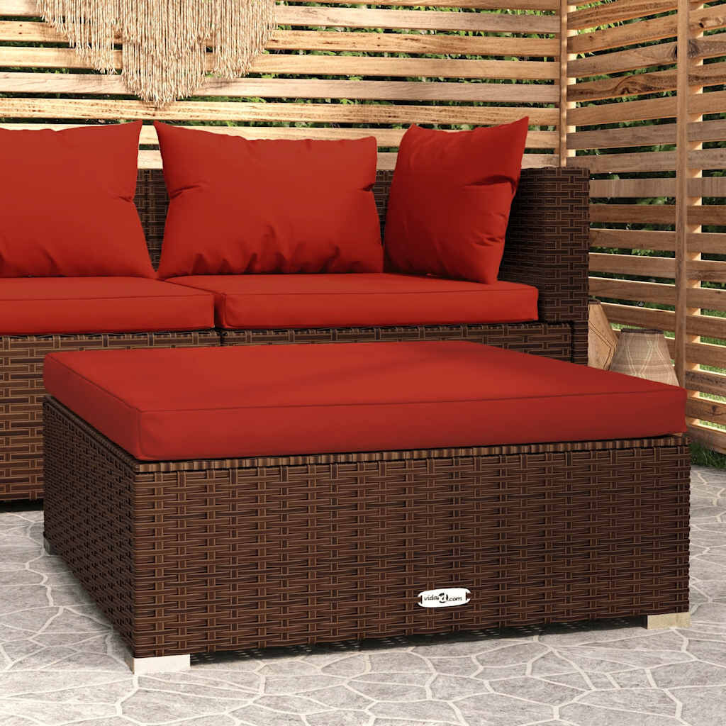 VidaXL Voetenbank met Kussen 70x70x30 cm Poly Rattan Bruin - 33% Korting
