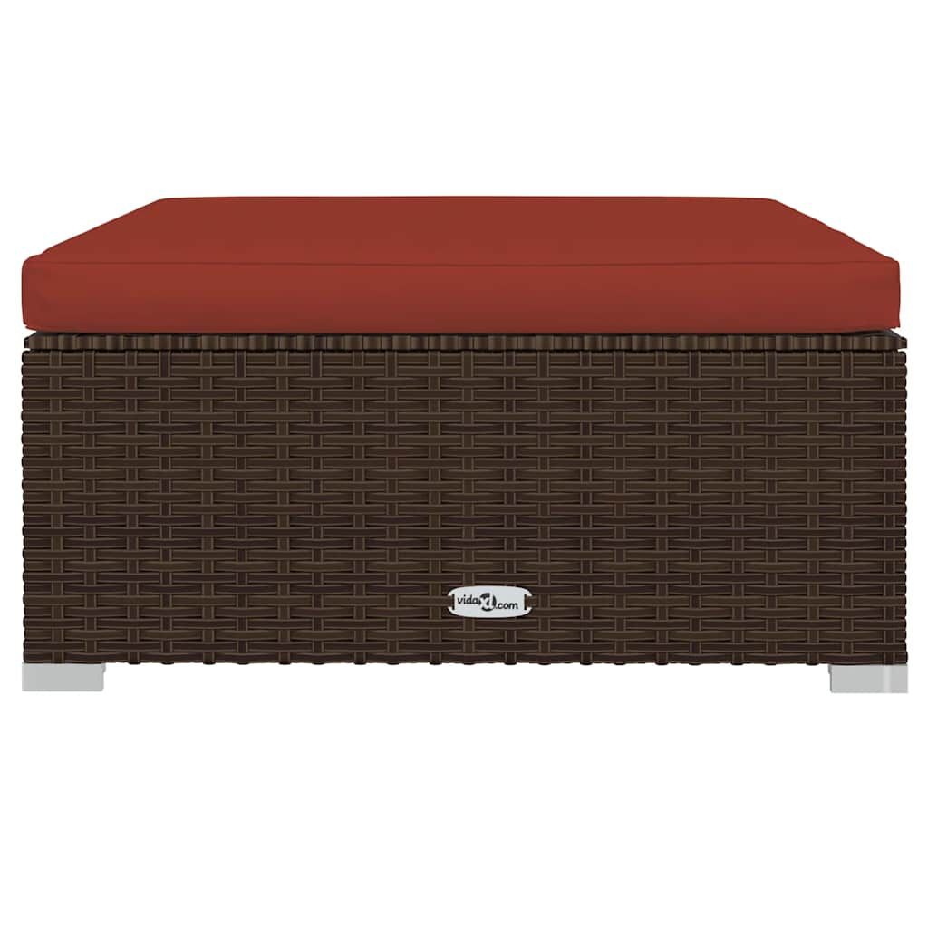 VidaXL Voetenbank met Kussen 70x70x30 cm Poly Rattan Bruin - 33% Korting