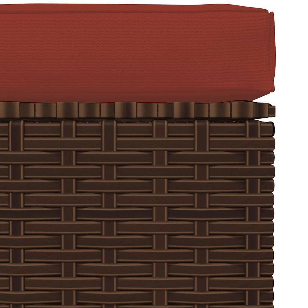VidaXL Voetenbank met Kussen 70x70x30 cm Poly Rattan Bruin - 33% Korting