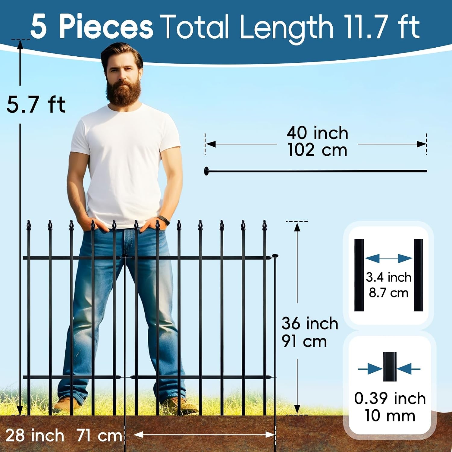 Metalen Decoratief Tuinhek Zwart 91cm Hoog - 34% Korting!
