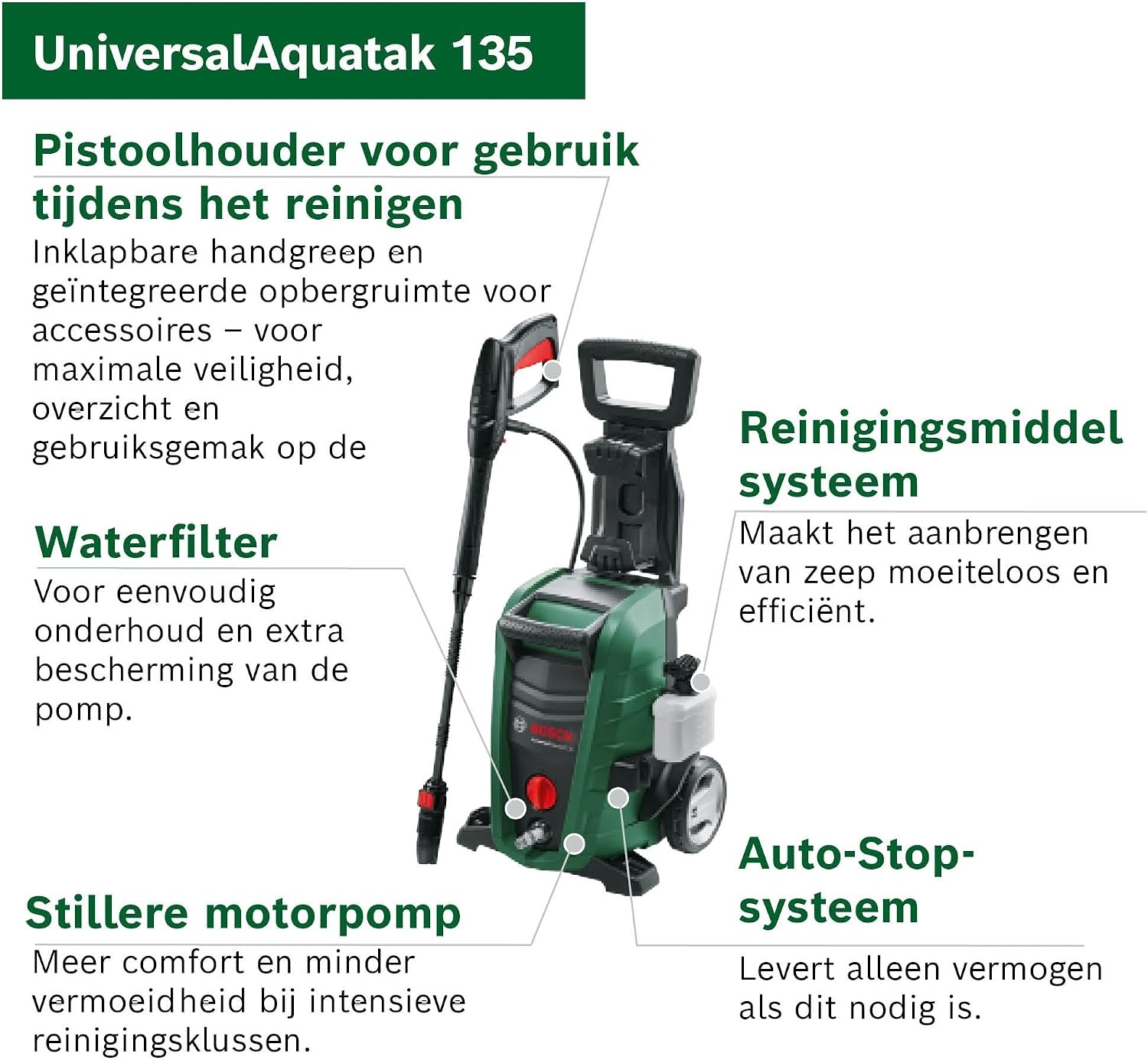 Bosch UniversalAquatak 135 Hogedrukreiniger - 1900W - 135 bar - 54% Korting