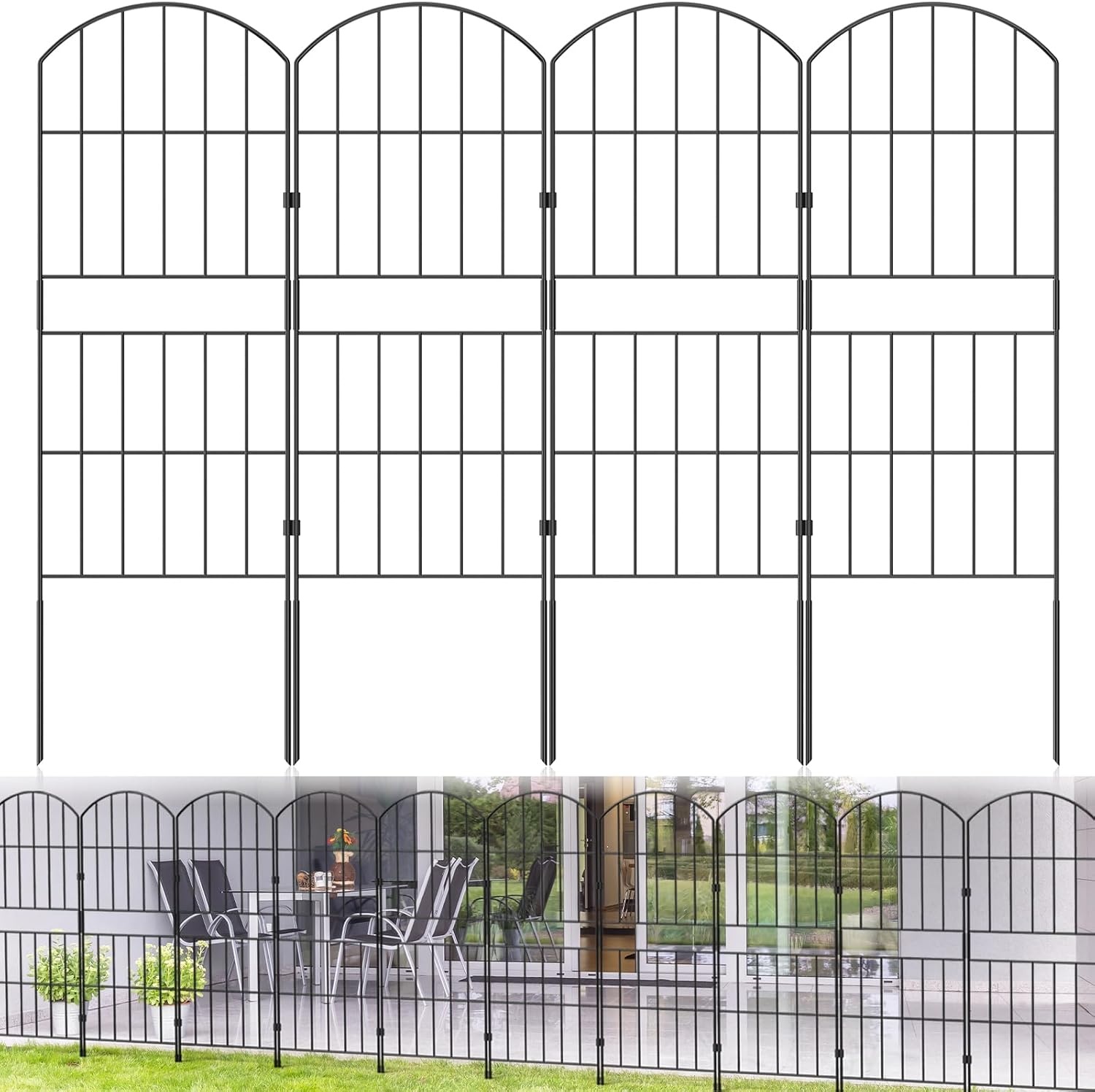 Tuinhek Set Zwart Metaal 10-Delig - 310cm - 34% Korting