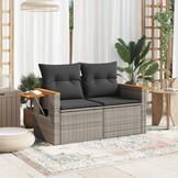VidaXL Tuinbank 2-zits met Kussens Poly Rattan Grijs - 35% Korting!