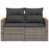 VidaXL Tuinbank 2-zits met Kussens Poly Rattan Grijs - 35% Korting!