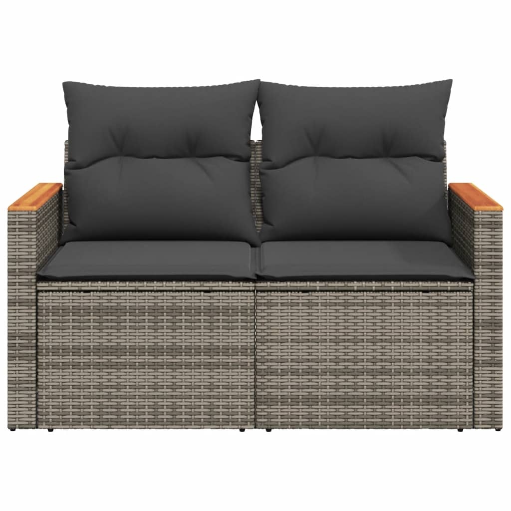 VidaXL Tuinbank 2-zits met Kussens Poly Rattan Grijs - 35% Korting!