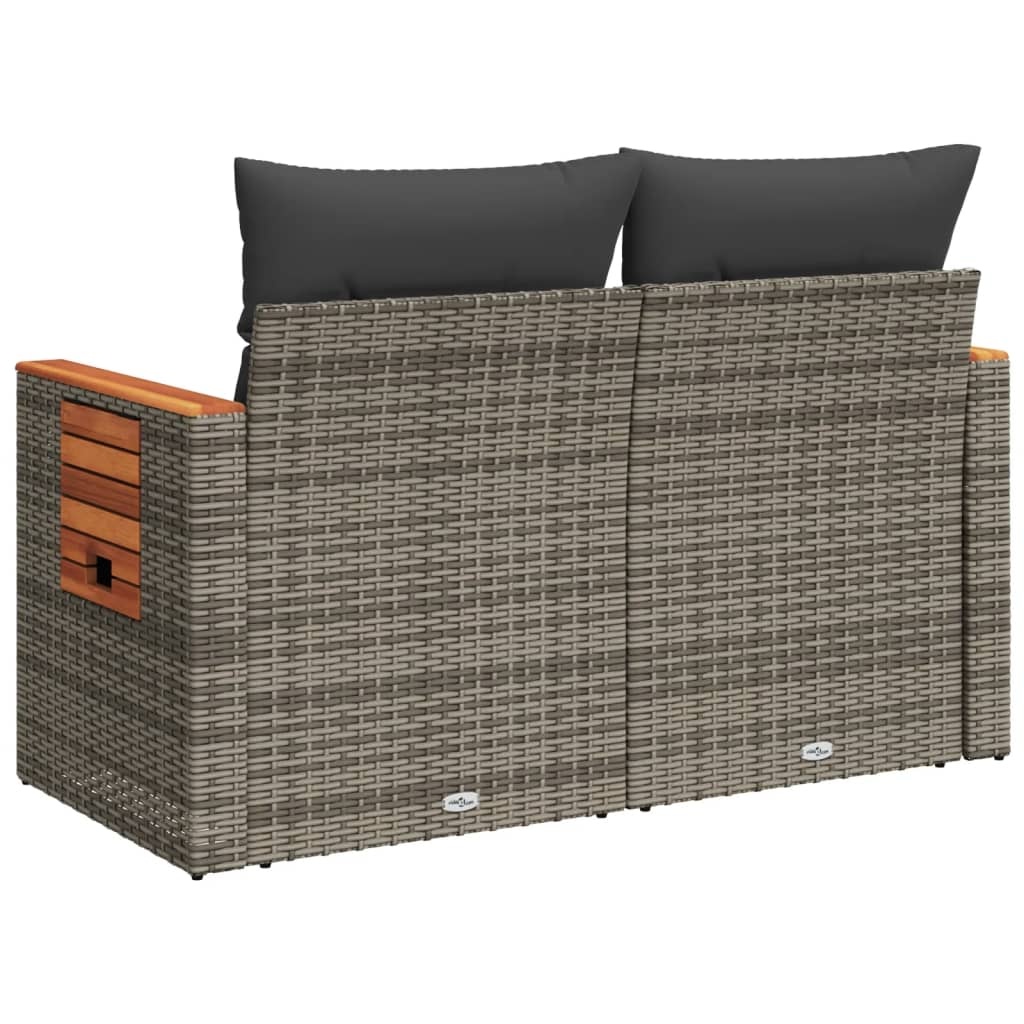 VidaXL Tuinbank 2-zits met Kussens Poly Rattan Grijs - 35% Korting!