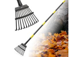 FLY HAWK Tuinhark met 11 Metalen Tanden en Verstelbare Steel tot 178 cm