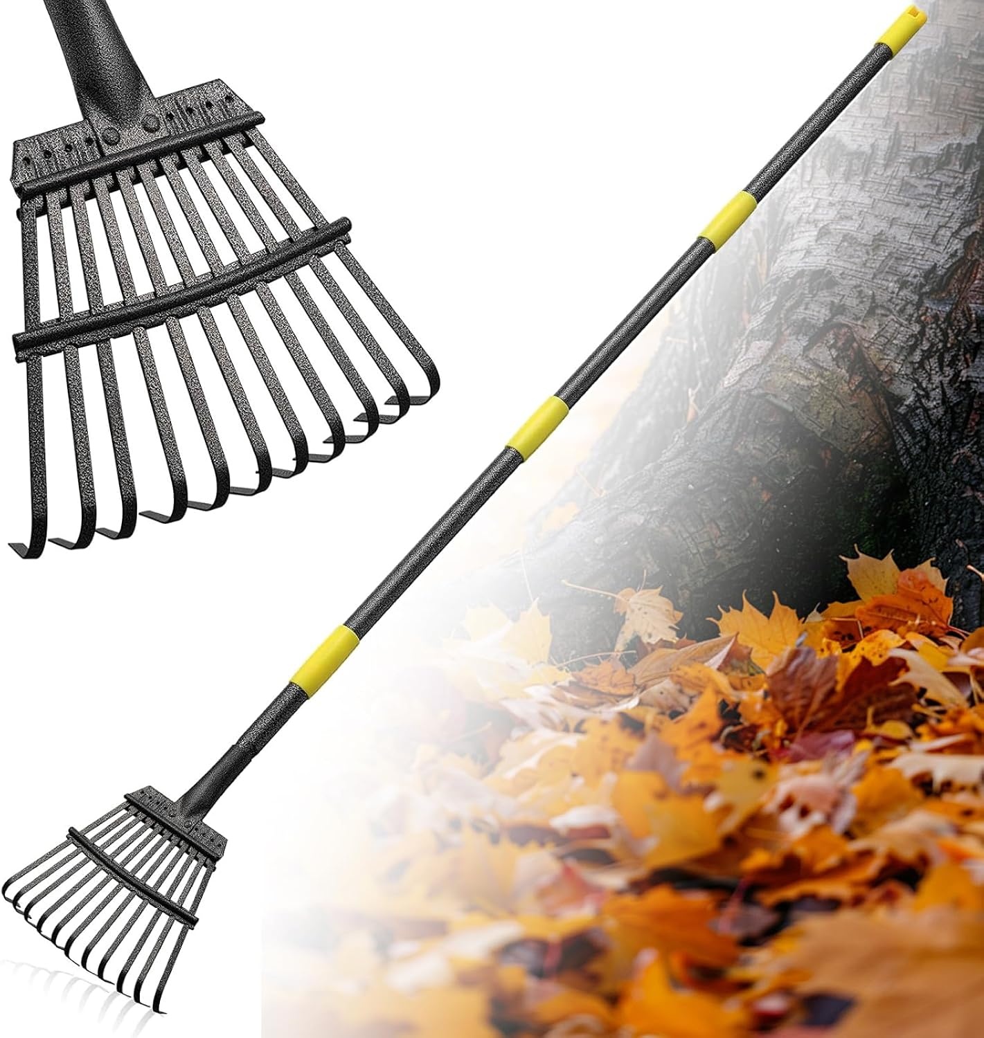 Tuinhark FLY HAWK met 11 Metalen Tanden, Verstelbare Steel tot 178 cm