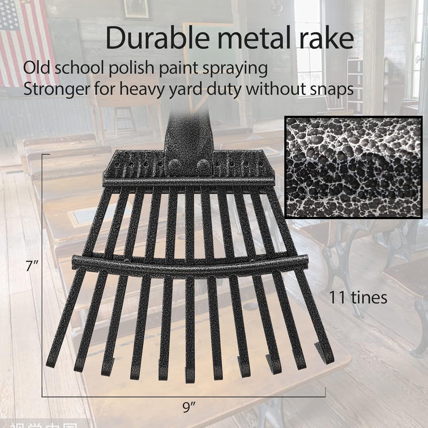 Tuinhark FLY HAWK met 11 Metalen Tanden, Verstelbare Steel tot 178 cm