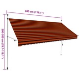 VidaXL Luifel 300 cm Oranje/Bruin - Handmatig Uittrekbaar (34% Korting)