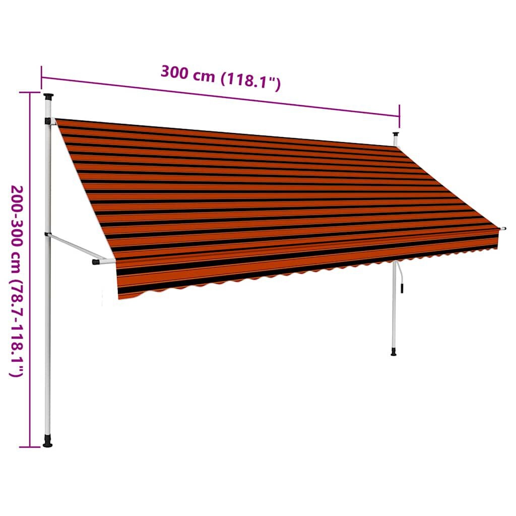 VidaXL Luifel 300 cm Oranje/Bruin - Handmatig Uittrekbaar (34% Korting)